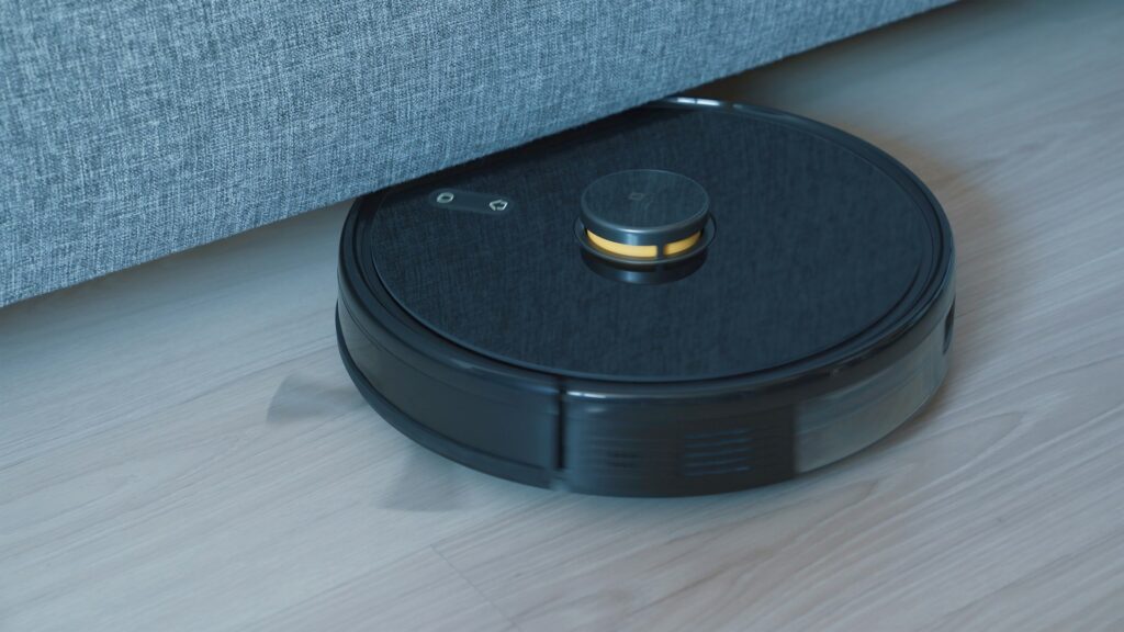 ロボット掃除機が掃除している