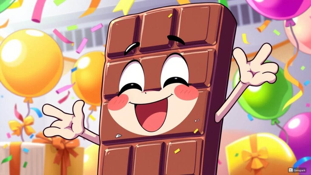 喜んでいるお菓子