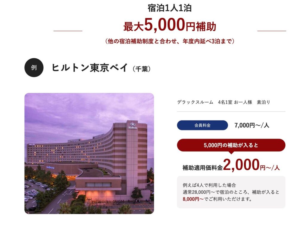 ヒルトンホテルでの割引例