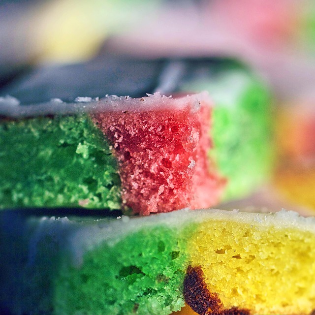 着色されたお菓子